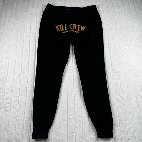 Kill Crew Other - KILL CREW Joggers Pants Men's M Black Drawstring Stretch "Wolves Among Sheep"